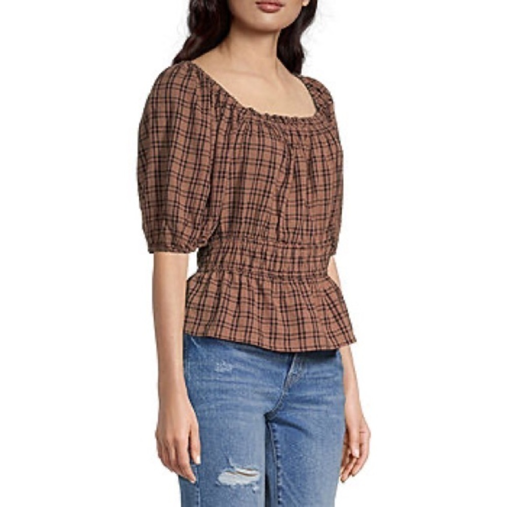 NWT a.n.a Womens Square Neck Elbow Sleeve Blouse - Picture 2 of 5